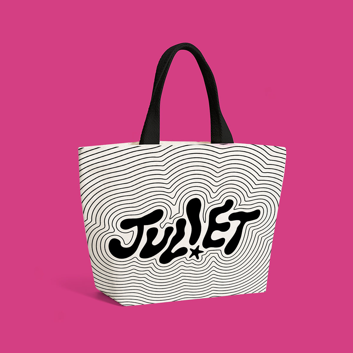 JUL!ET logo tote design mocked up.