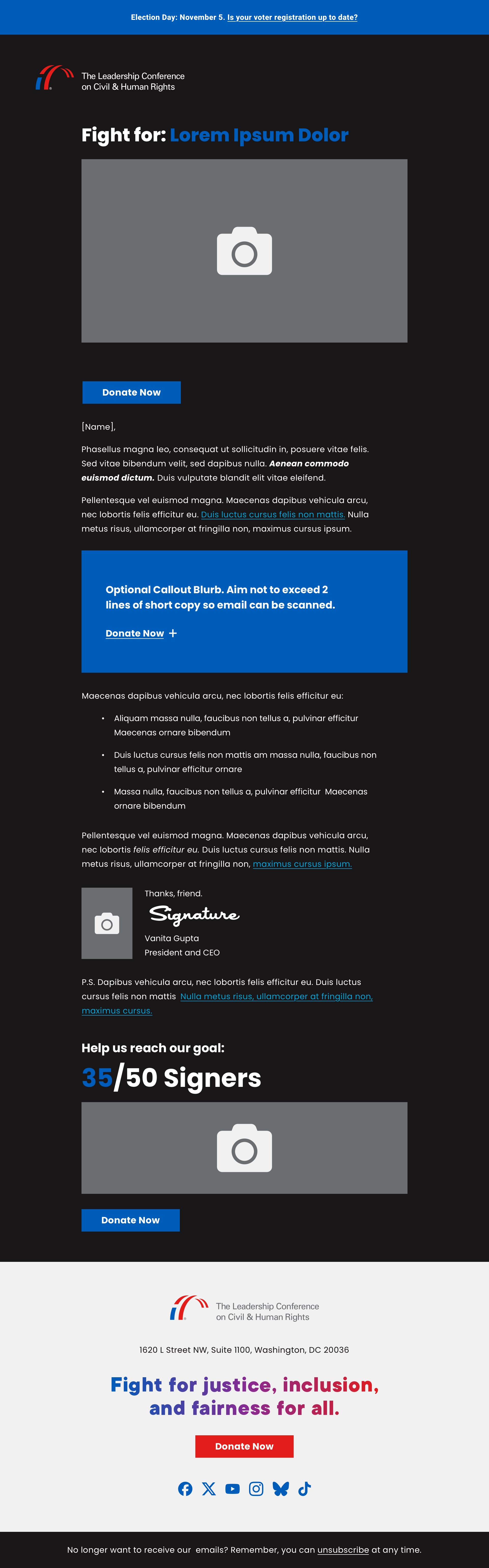 Democracy template in dark mode