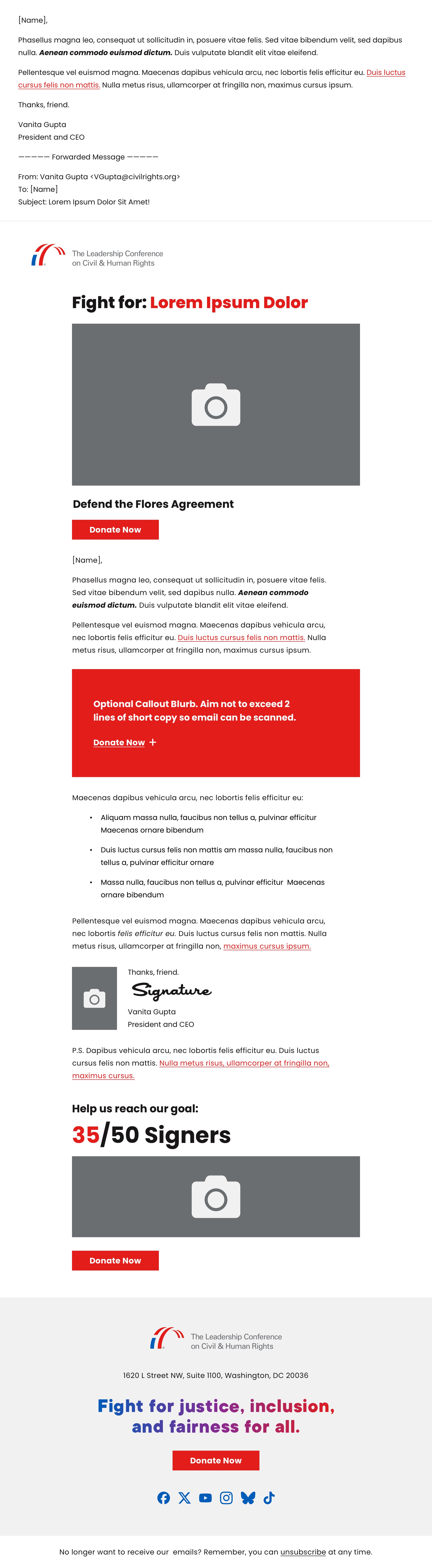 Inclusion template with liftnote area