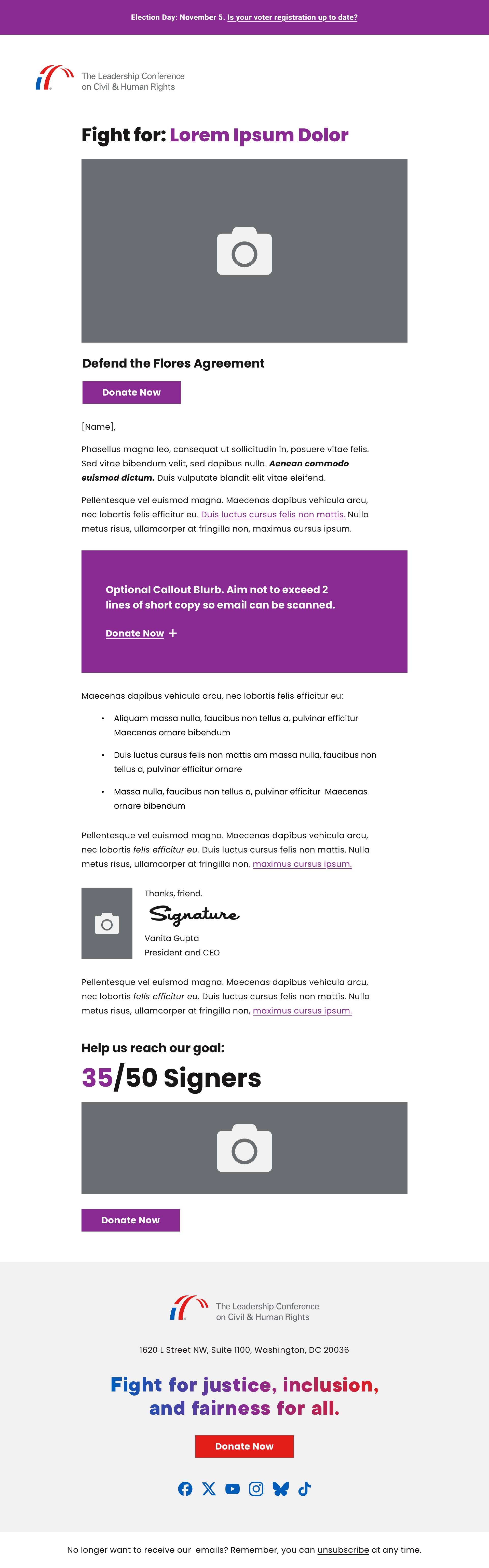 Justice template with banner