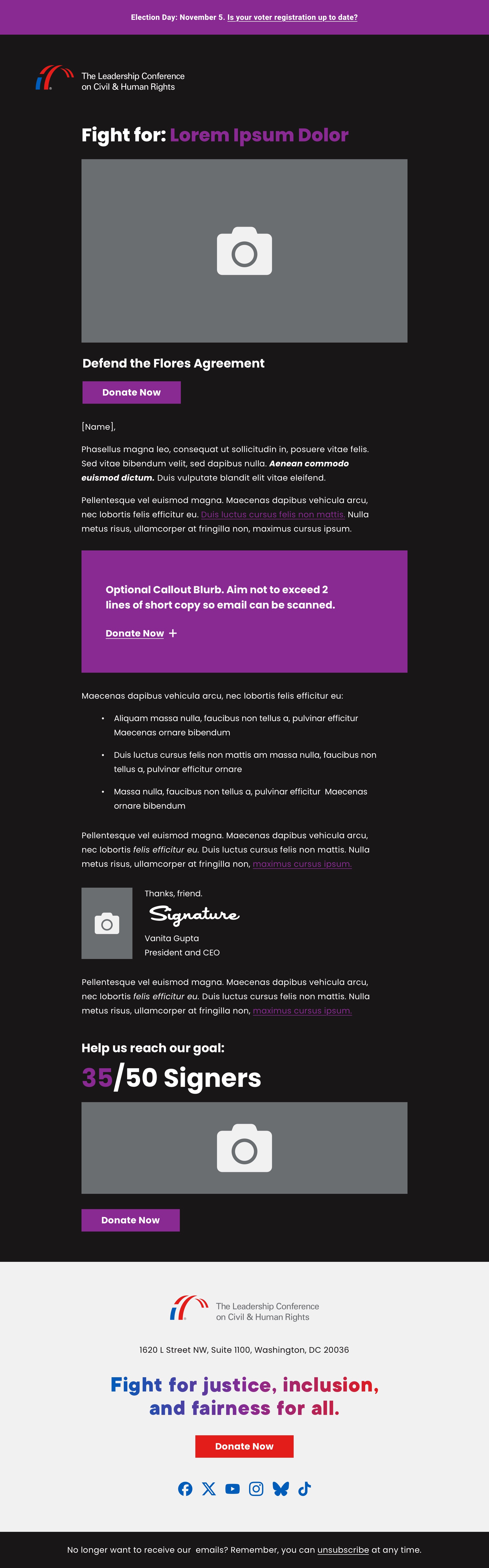 Justice template in dark mode