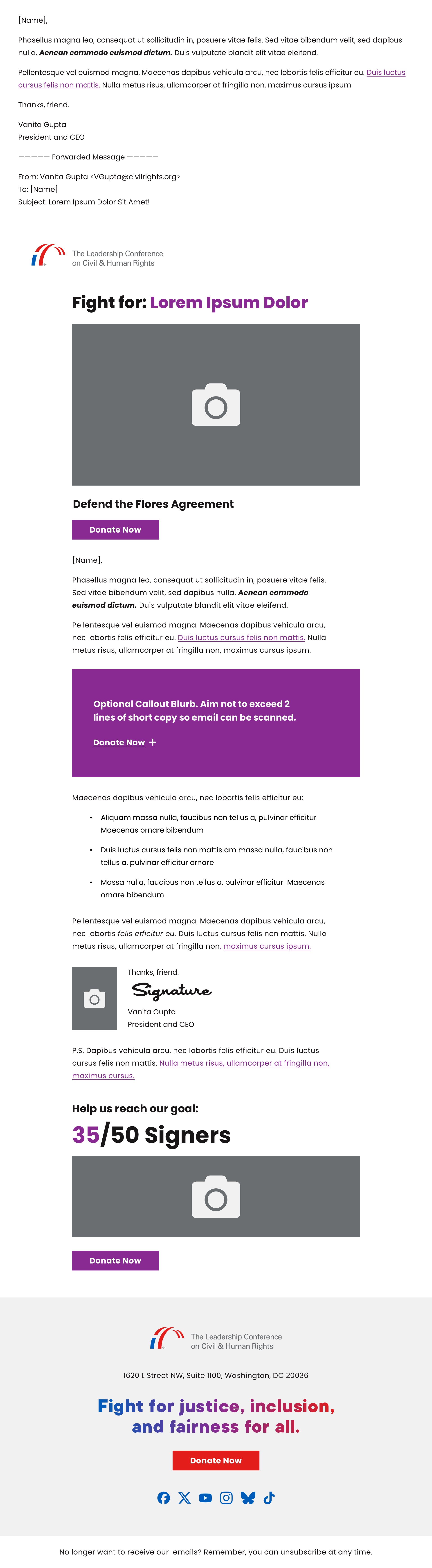 Justice template with liftnote area