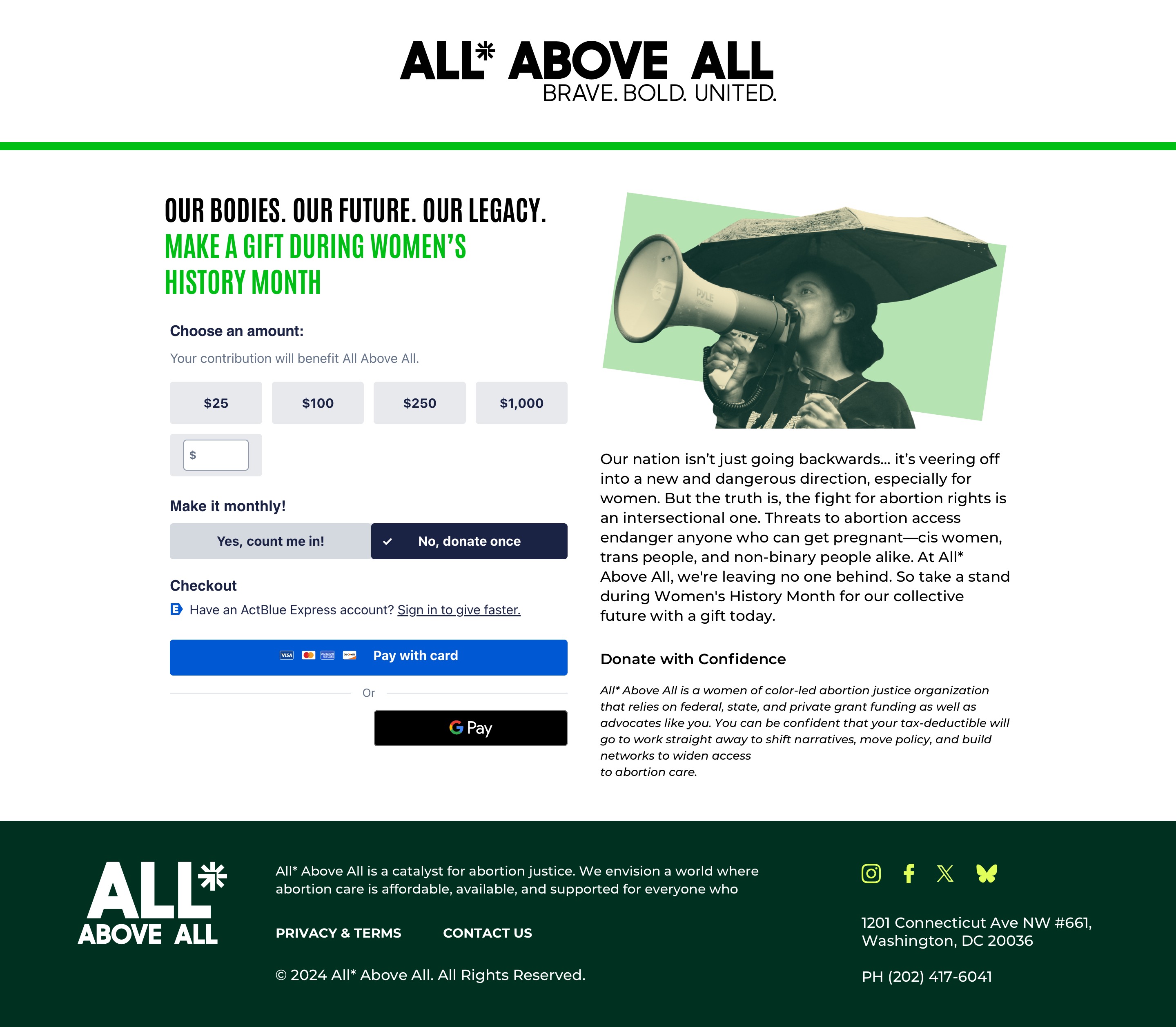 All* Above All International Women’s Month Campaign Donation Form